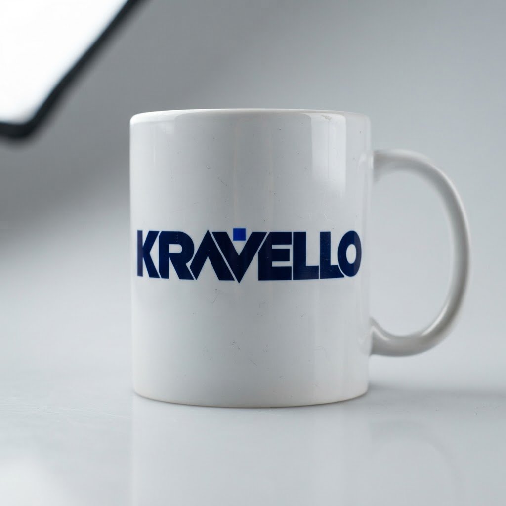 Tasse mit Kravello-Logo, Sublimationsdruck